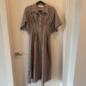 Anthropologie Striped Midi Dress - Black and White